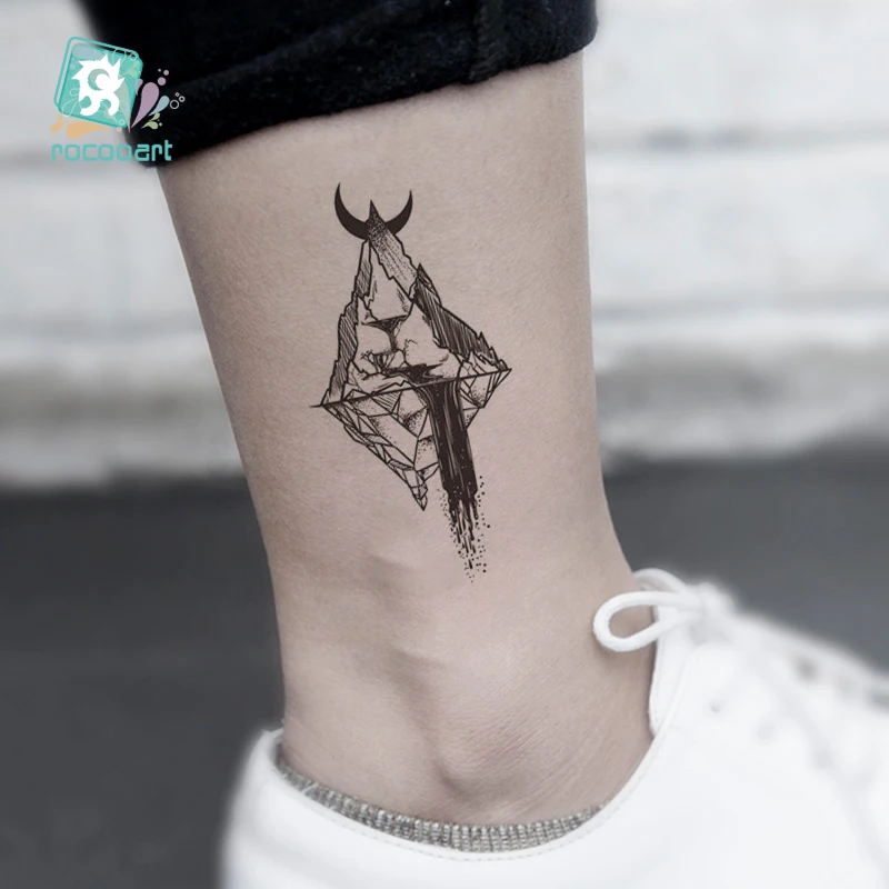 Free Shipping Planet Sun Mountain Pine Tree Temporary Tattoos Sticker Triangle Wave Tattoo Body Art Arm Black Small Fake Tattoo