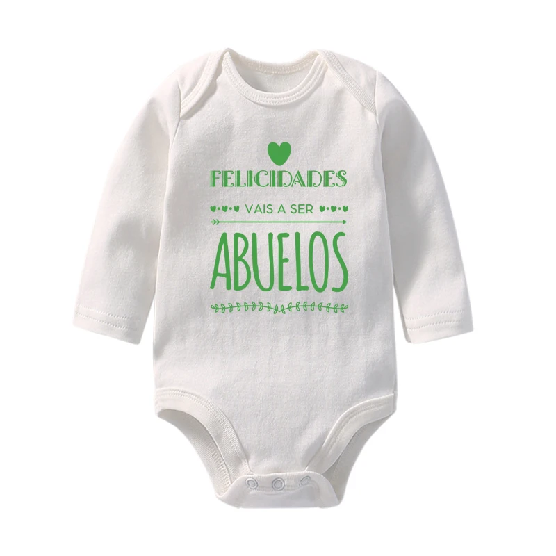 Vais a Ser Abuelos Baby Bodysuit Pregnancy Announcement Cotton Baby Coming Soon Ropa Outfit Long Sleeve Infant Romper Clothes