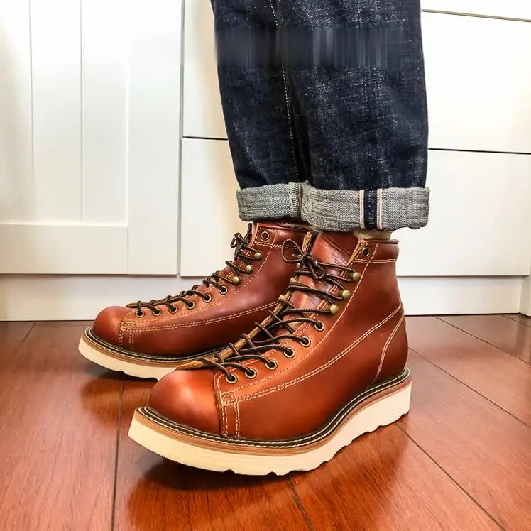 U6796 Red Tornado Super Quality Handmade Italian Cowhide Genuine Leather American Style Goodyear Welted Boots Size 35-49