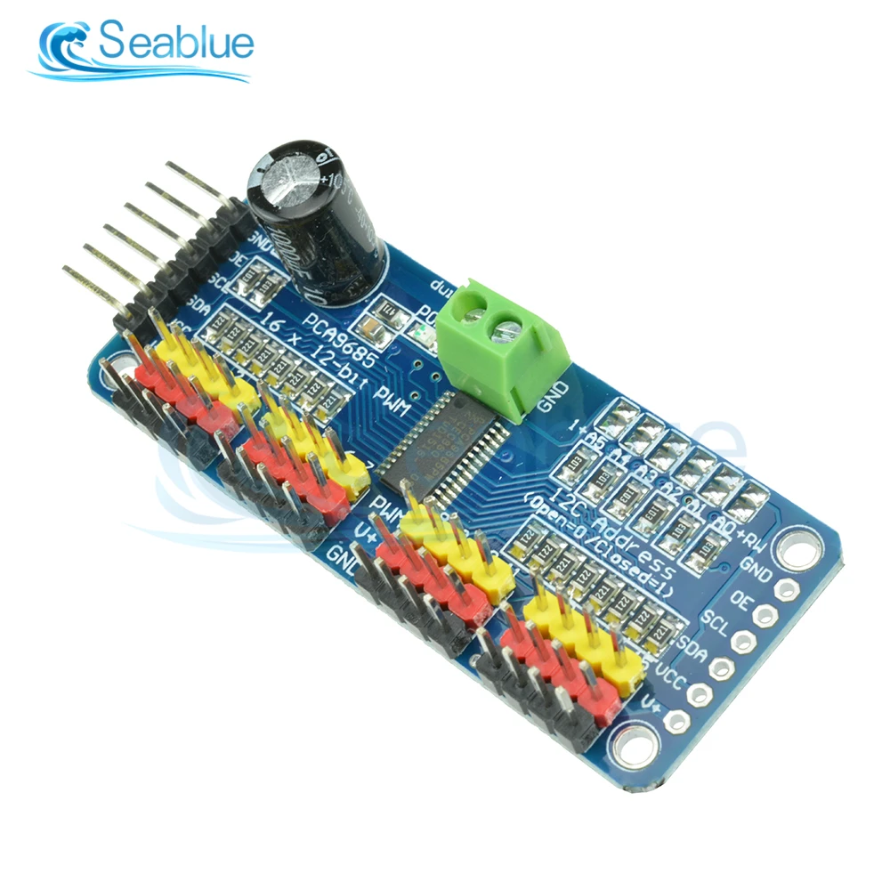 PCA9685 modulo di interfaccia I2C Driver servomotore PWM a 12 bit a 16 canali DC 5V-10V per Robot Arduino