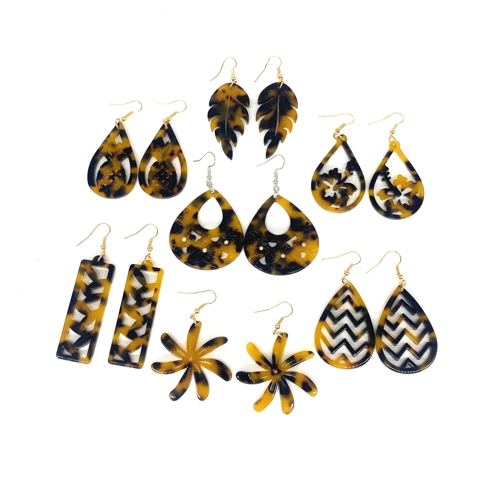 New Tortoise Shell With Cute Shapes Hook Earrings Fashion Acrylic Earrings For Hawaii Pacific Island Peoples Women Girl\'s