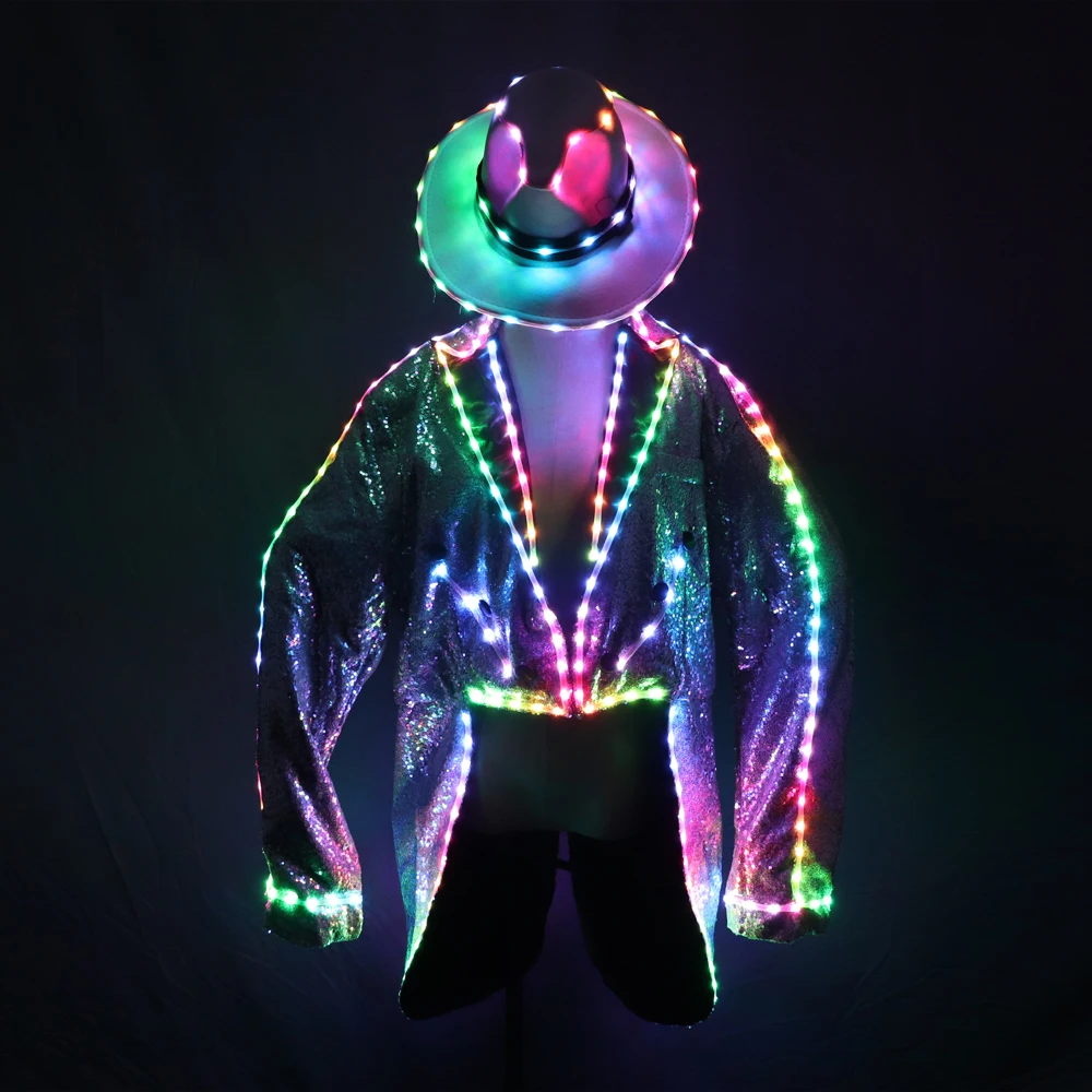 LED Luminous Suit Holloween Led Clothes Jacket Pant Creative Dance Light Costume Luminous Clothes Waterproof Glow Costumes