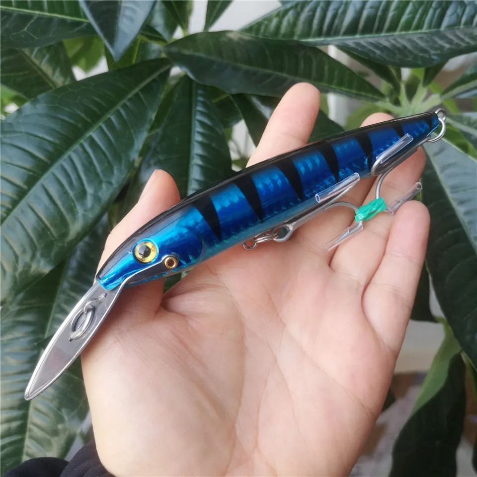 Swolfy 1pcs 130mm/32,5g 185mm/60g Troll ing Thunfisch Angel köder große sinkende See köder Elritze lockt Fisch köder vmc Haken – Detail 2