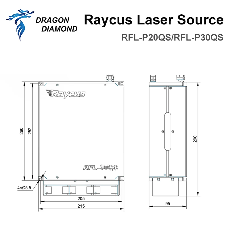 Raycus Original Fiber Laser Source Q-Switched Pulse Generator 20W 30W RFL-P20QS P30QS 1064nm For Fiber Marking Machine