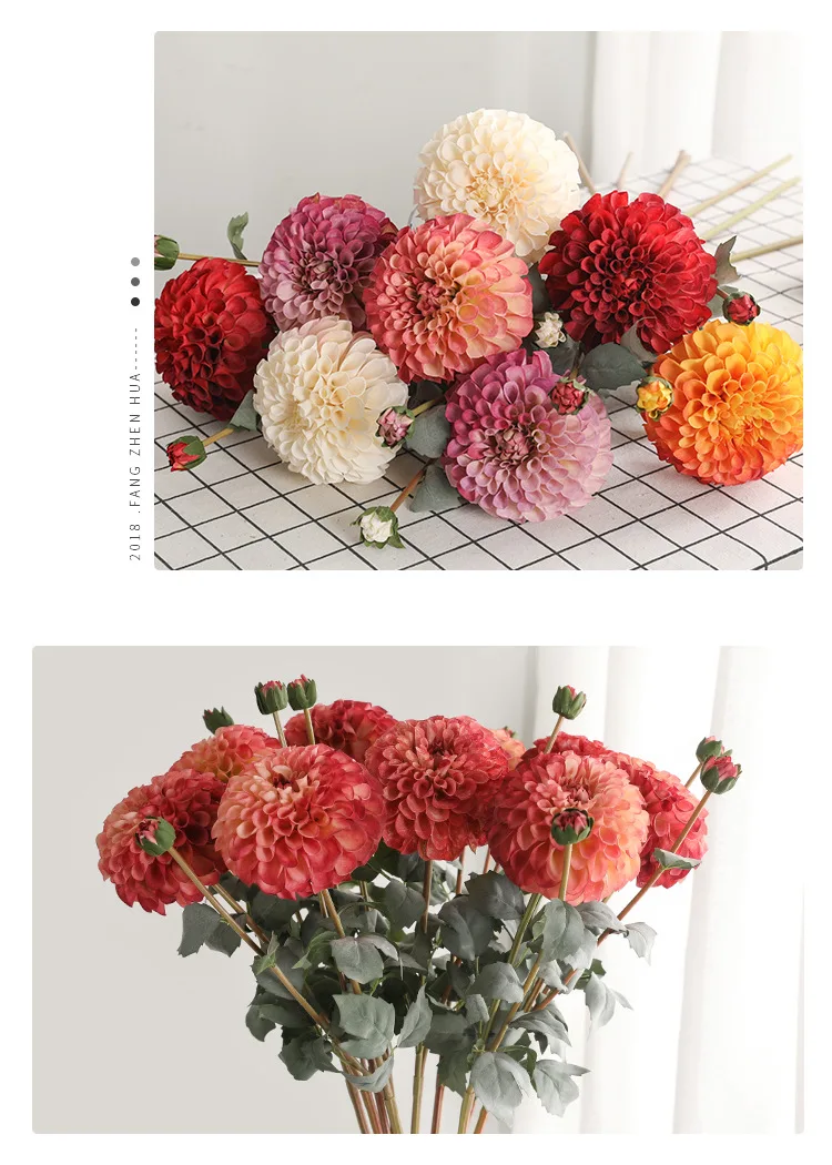 American Home Layout Simulation Autumn Daisy Fake Flower Studio Shooting Props Simulation 2 Oil Painting Dahlia