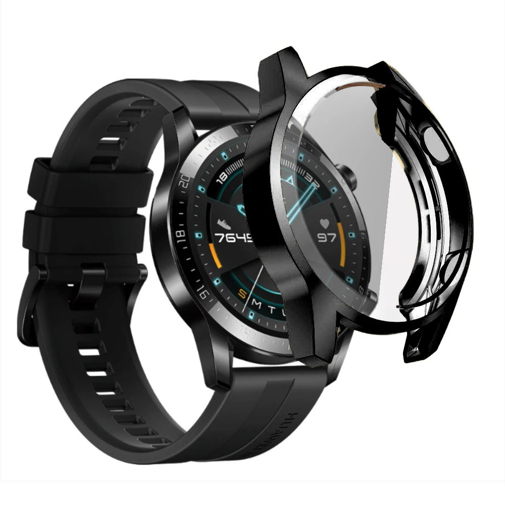 Funda protectora de vidrio de pantalla suave de TPU para Huawei Watch GT2 de 46mm, marco de carcasa para Huawei Watch GT2 de 42mm, accesorios de cubierta de parachoques