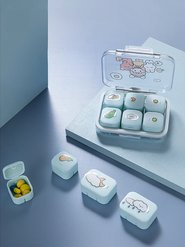 GY Medicine Box Packing Portable Small Portable Mini Storage Box 7 Days Morning, Middle and Night Tablet Box Large Capacity