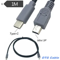 USB 3.1 Type C Male To Mini USB 5 Pin B Male Plug Converter OTG Adapter Lead Data Cable for Mobile Macbook 0.25m/1m