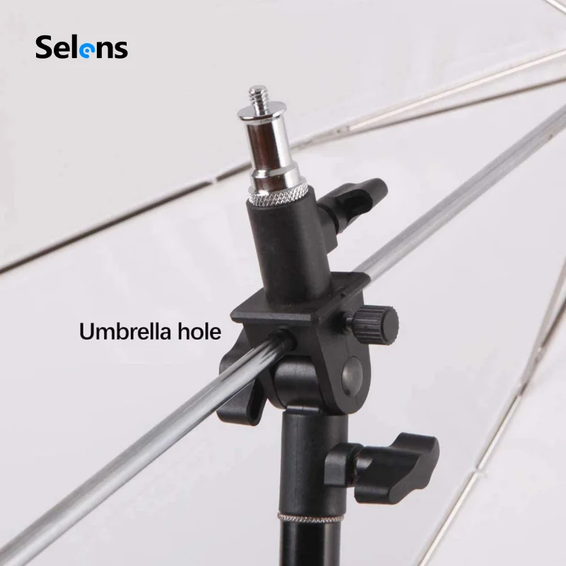 Selens-soporte giratorio de paraguas en forma de U para Flash, adaptador 180 ajustable, 1/4