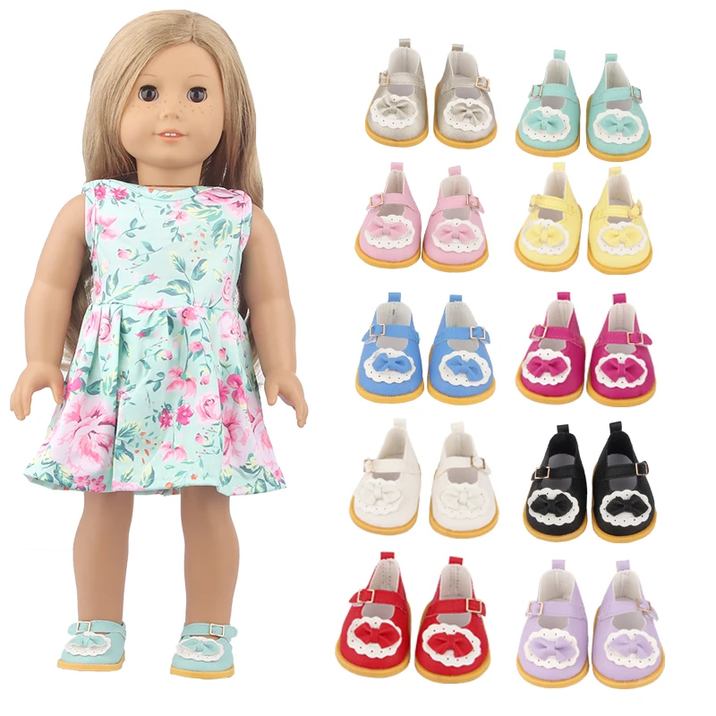 Zapatos de muñeca con lazo exquisito de 7cm, accesorios de ropa para muñeca americana de 18 pulgadas y 43cm, Mini botas para muñeca recién nacida para niña OG