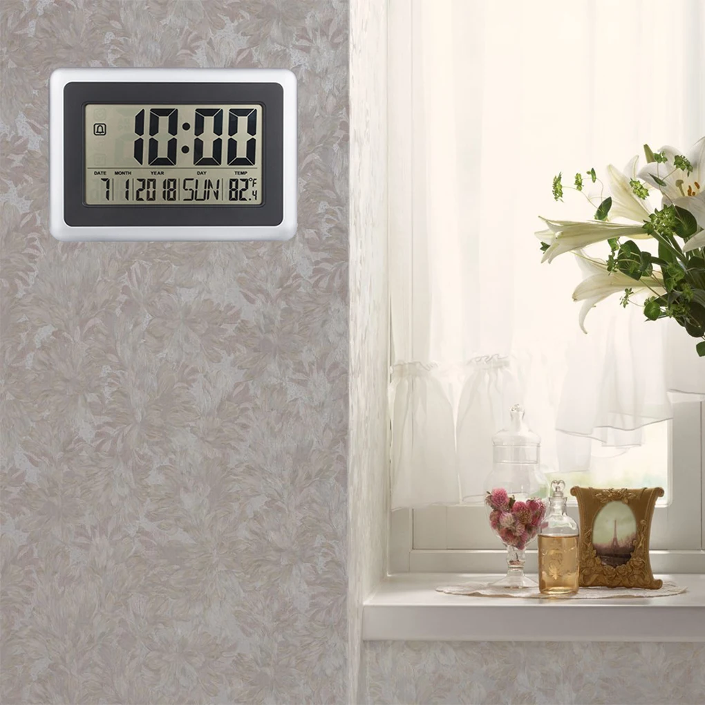 Digital Clock Thermometer Room Wall Mount Time Display Tool Alarm Equipment Electronic Indoor Home Using Temperature Meter