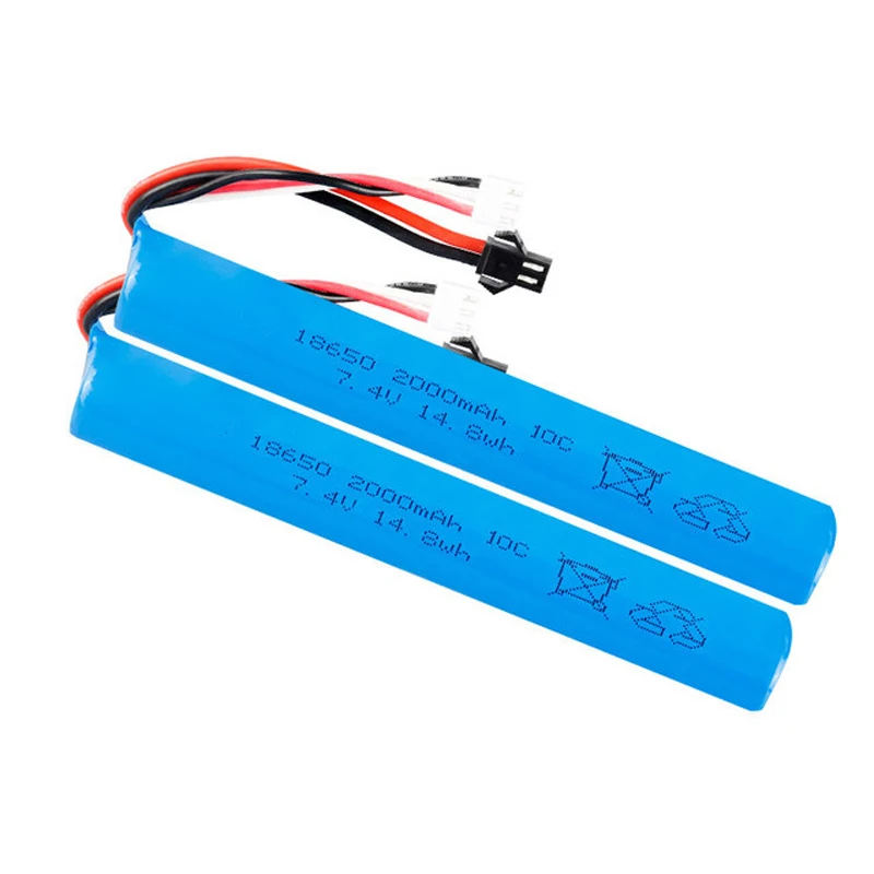 7.4V 2000mAh 18650 Li-ion ładowalny akumulator 10C stawka na pistolet na wodę do zabawy ze złączem SM