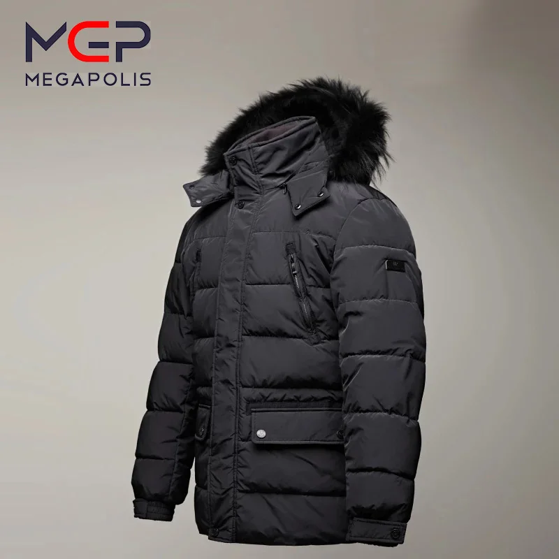 MGP Men\'s winter jacket long jacket fashion jacket coat men\'s down combined hat