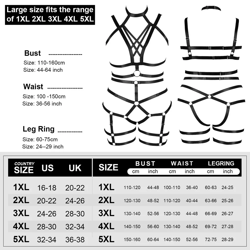 Sword Belt Body Bondage Harness Plump Women Fetish Bdsm Plus Size Lingerie Goth Punk Cosplay Sexy Underwear Erotic Costume