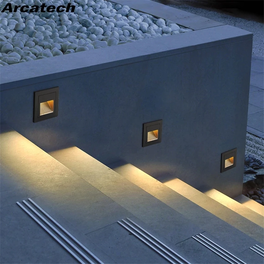 Outdoor LED Underground Lamp 5W Waterproof Stair Light Wall Embedded Lighting Step Deck Footlights IP65