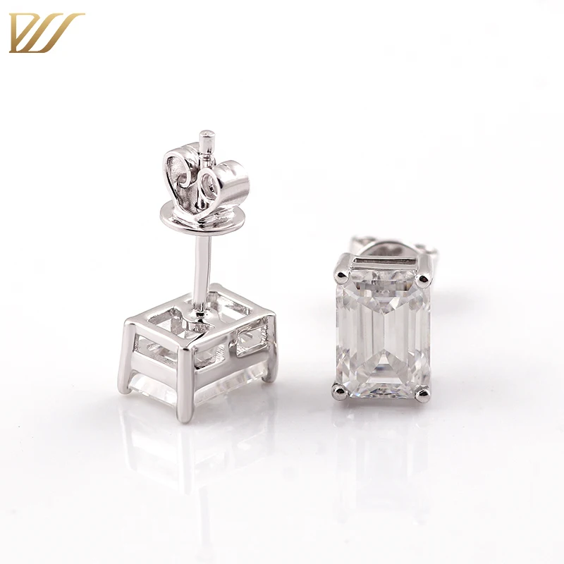 925 Sterling Silver Women Earrings Fedex Shipping 5x7mm 1.1ct D Emerald Cut Moissanite Earrings Stud Earrings