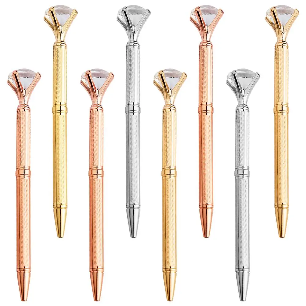 

10pcs/lot Hot sale luxury diamond ball pen high quality diamond metal twist pen with print custom personal logo