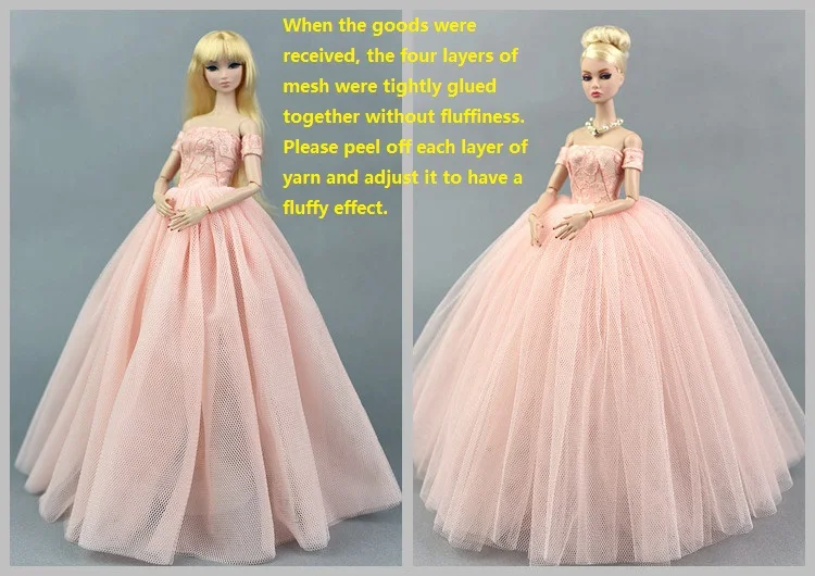 Wedding Dress For 30 Cm Doll Clothes 1/6 Party Evening Gown Skirt Clothing Outfit Accessories White Birthday Gift view 4