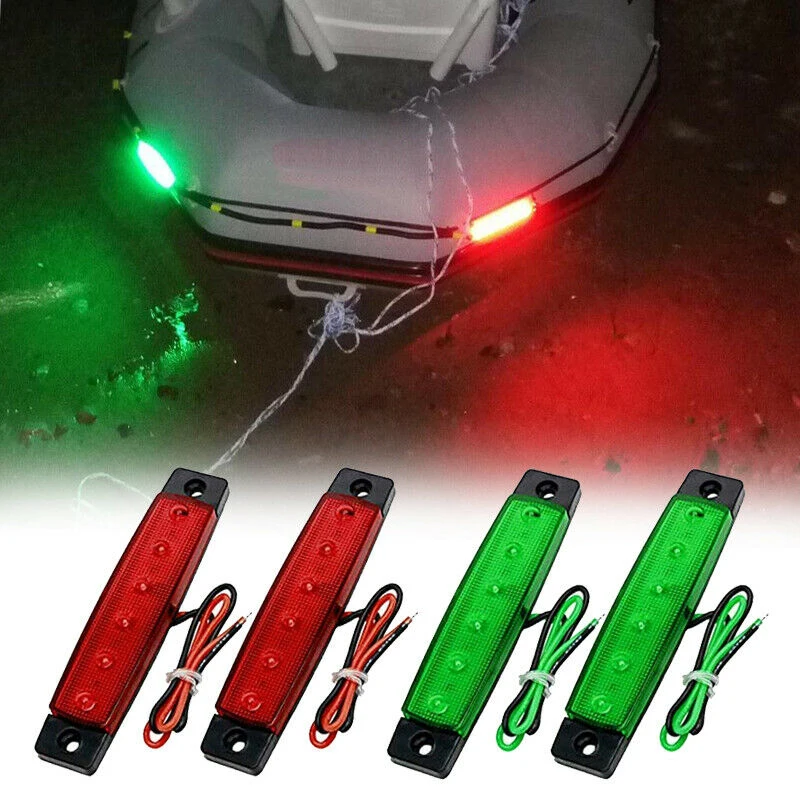 4Pcs Red Green Boat Navigation LED Lights Stern Lights Boats Starboard Light 12V