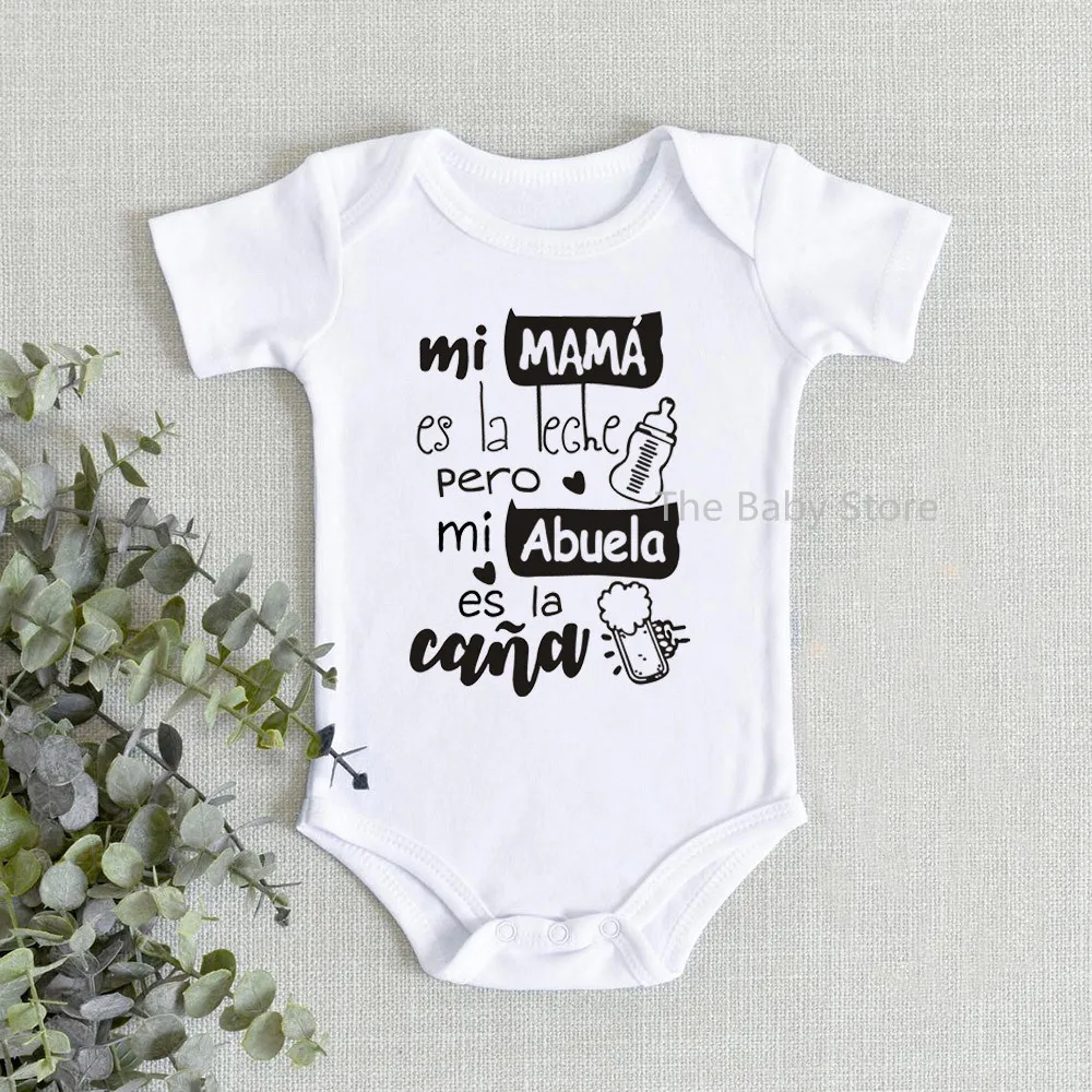 2022 Baby Bodysuit mi mama Newborn Funny Jumpsuit Infant Unisex Cute Abuela Print Short Sleeve Cotton Body Baby Playsuit Clothes