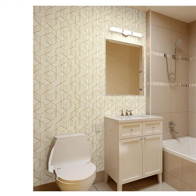 Modern Geometric Grid Wallpaper Waterproof Self-adhesive Wall Stickers Furniture Renovation Film
