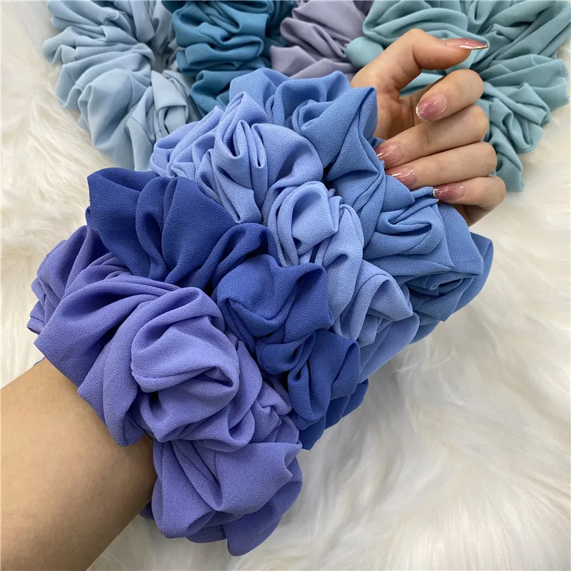 

Fashion Malaysian Bunch Hair Tie Muslim Women Chiffon Rubber Band Hijab Volumizing Scrunchie Large Headscarf Accessories