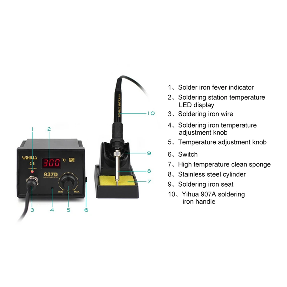 YIHUA-937D  937D+ 45W /60W Lead-free/Thermal control/Thermostat soldering Iron station  Eruntop 936 Constant Temperature Antista