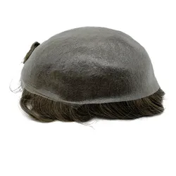 Super Thin Skin Men Toupee Strong Knot Hair Replacement Undetectable Front Hair Line Fast Shipping