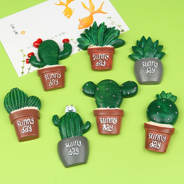 Artificial Cactus Bonsai Fridge Stickers Creative Green Plant Magnet Home Decoration Message Sticker for Kids Early Education