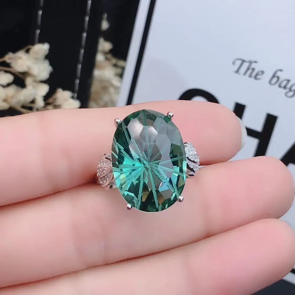 KJJEAXCMY boutique jewelry 925 sterling silver inlaid Green crystal gem women's luxury ring high quality
