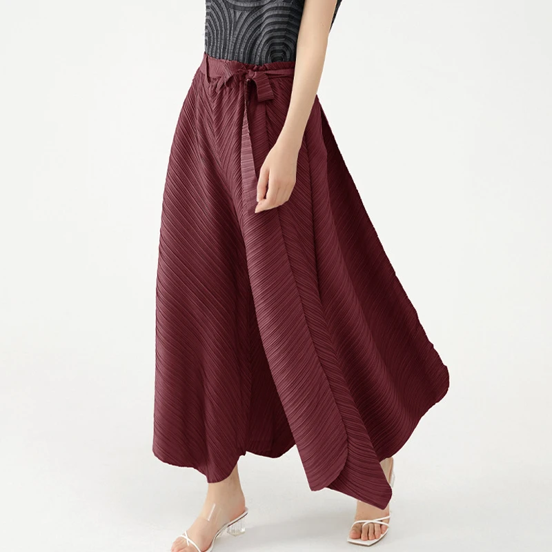 

Miyake pleated Japanese wide-leg pants 2021 autumn new retro design loose straight casual big-leg pants fpr women