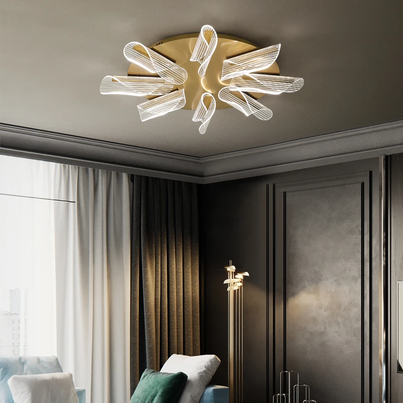 

Gold Acrylic Chandeliers With Porcelain Leaves LED Chandelier Interior Home Decor Lustre Luxury Books Ceiling surface mount Lamp