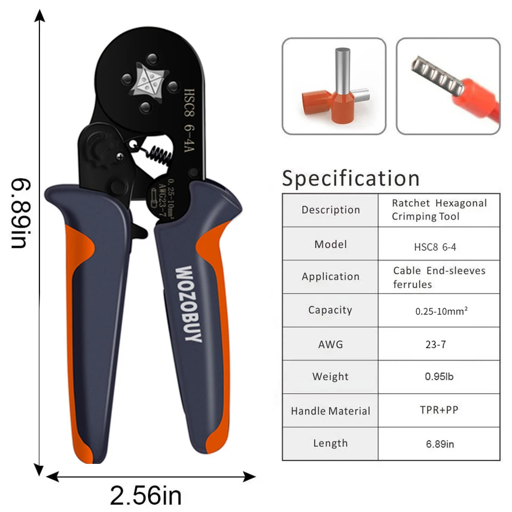 Ferrule Crimping Tool Kit-Ferrule Crimper Plier AWG 28-7 (0.08-10mm²) w/ 1200pcs Wire Ferrules Crimp Wire Ends Terminals