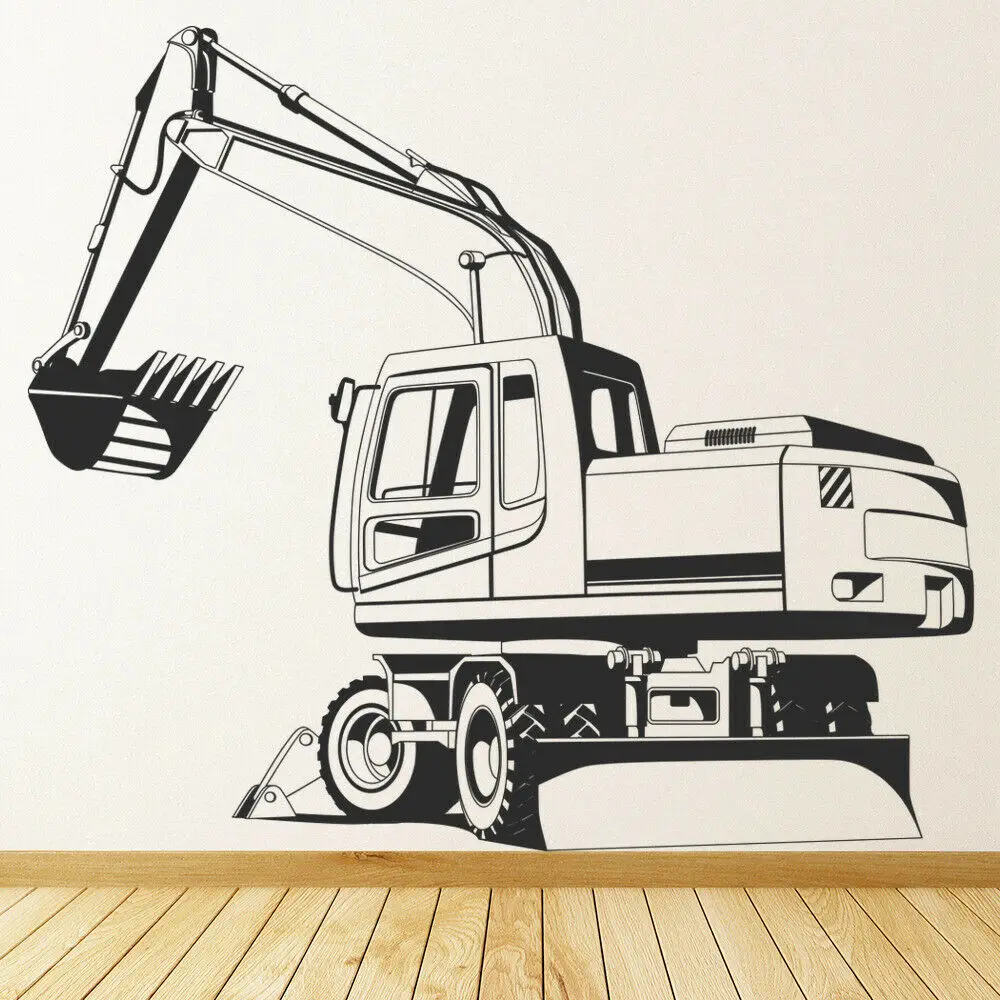 Construction Digger Wall Sticker Home Decor Nursery Children Room Living Room Sofa Background Vinyl Romovable Wall Decals Y596