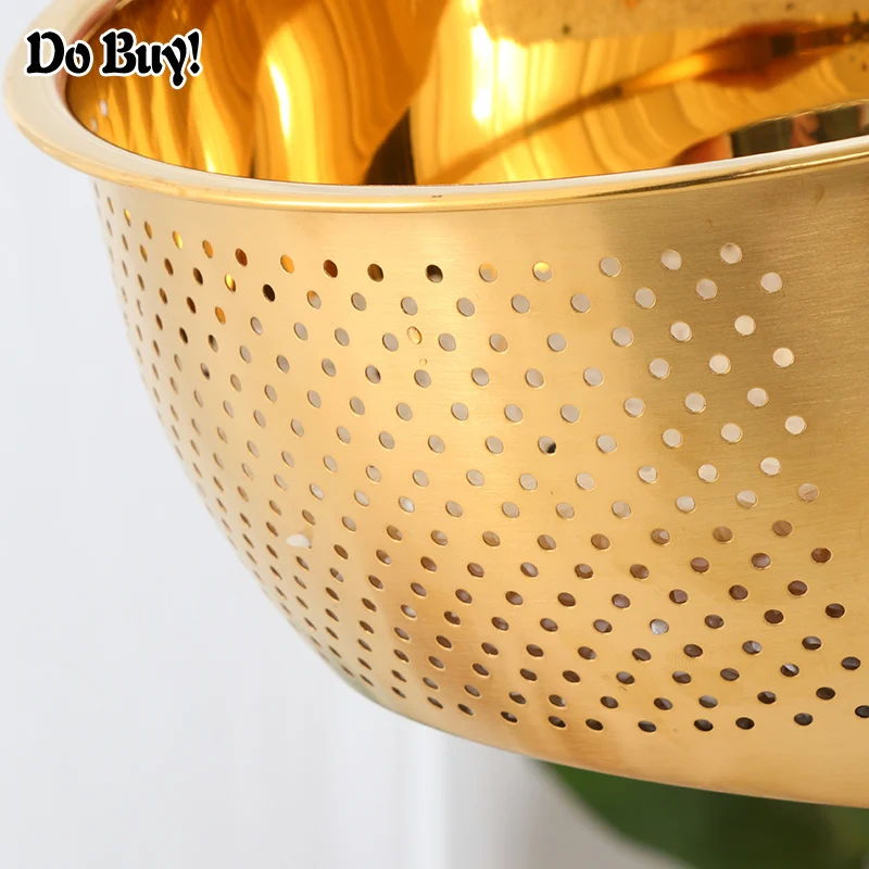 1 Pcs Strainer Basket Rice Stainless Steel Washing Filter Rose Gold Strainer Colorful Basket Sieve Drainer Kitchen Gadget