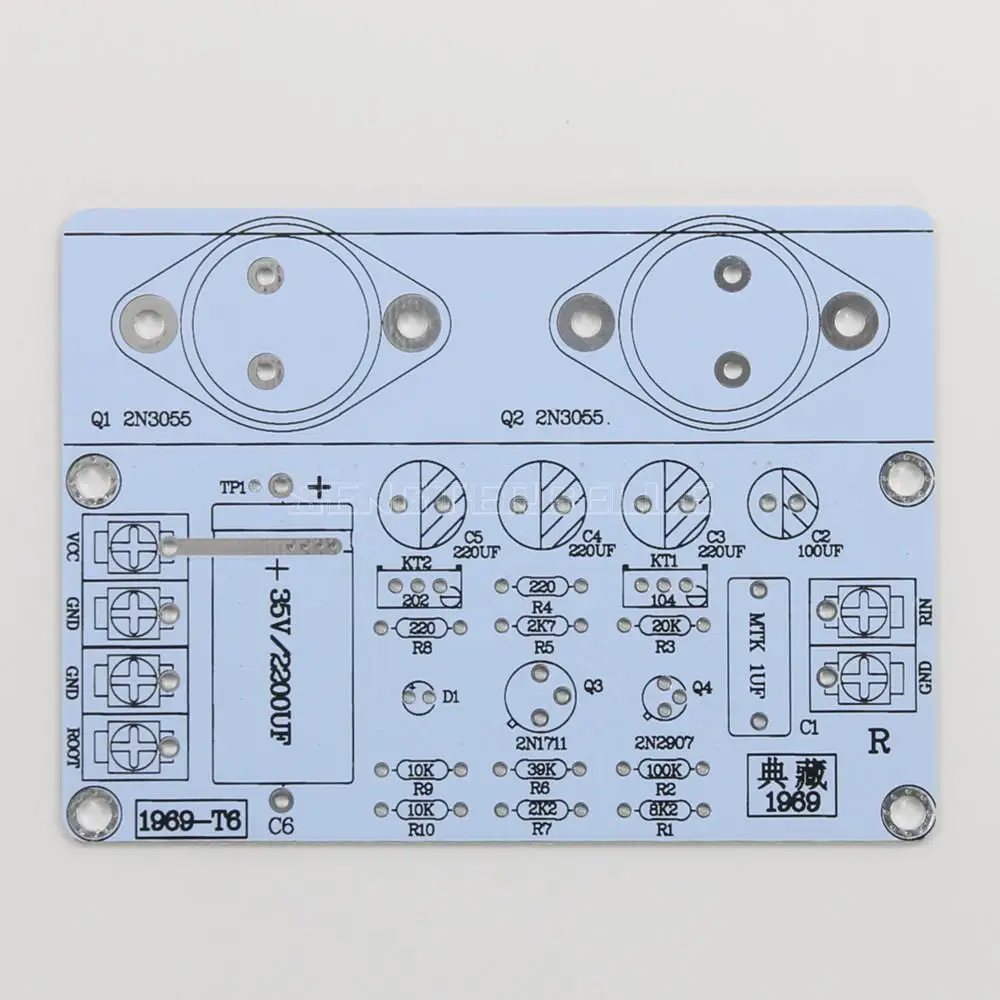 1คู่คลาสสิก Hood 1969เครื่องขยายเสียง PCB สองช่อง HiFi Class Power Amp