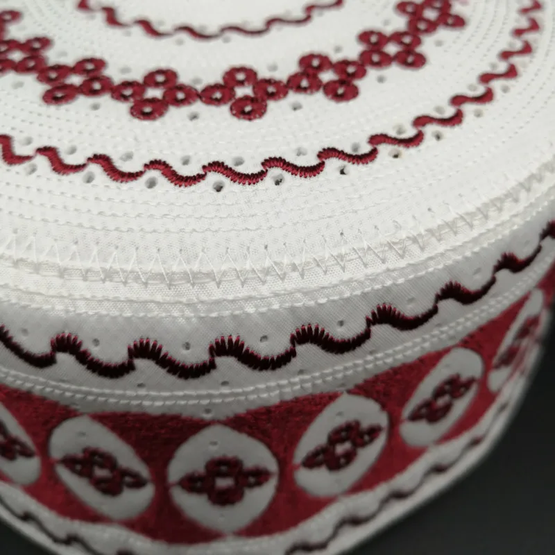 Kippah-alfombra de oración islámica para hombres, gorras de oración de Abaya saudita, patrones geométricos blancos y rojos, cascada, ramaz, ramaz,