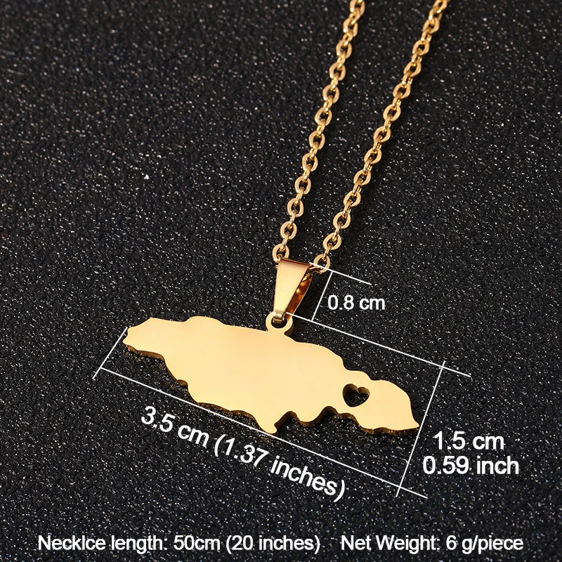 Hot stainless steel Jamaica map pendant necklaces 4 kinds of style Gold color Jamaican Women Country map Jewelry Gift