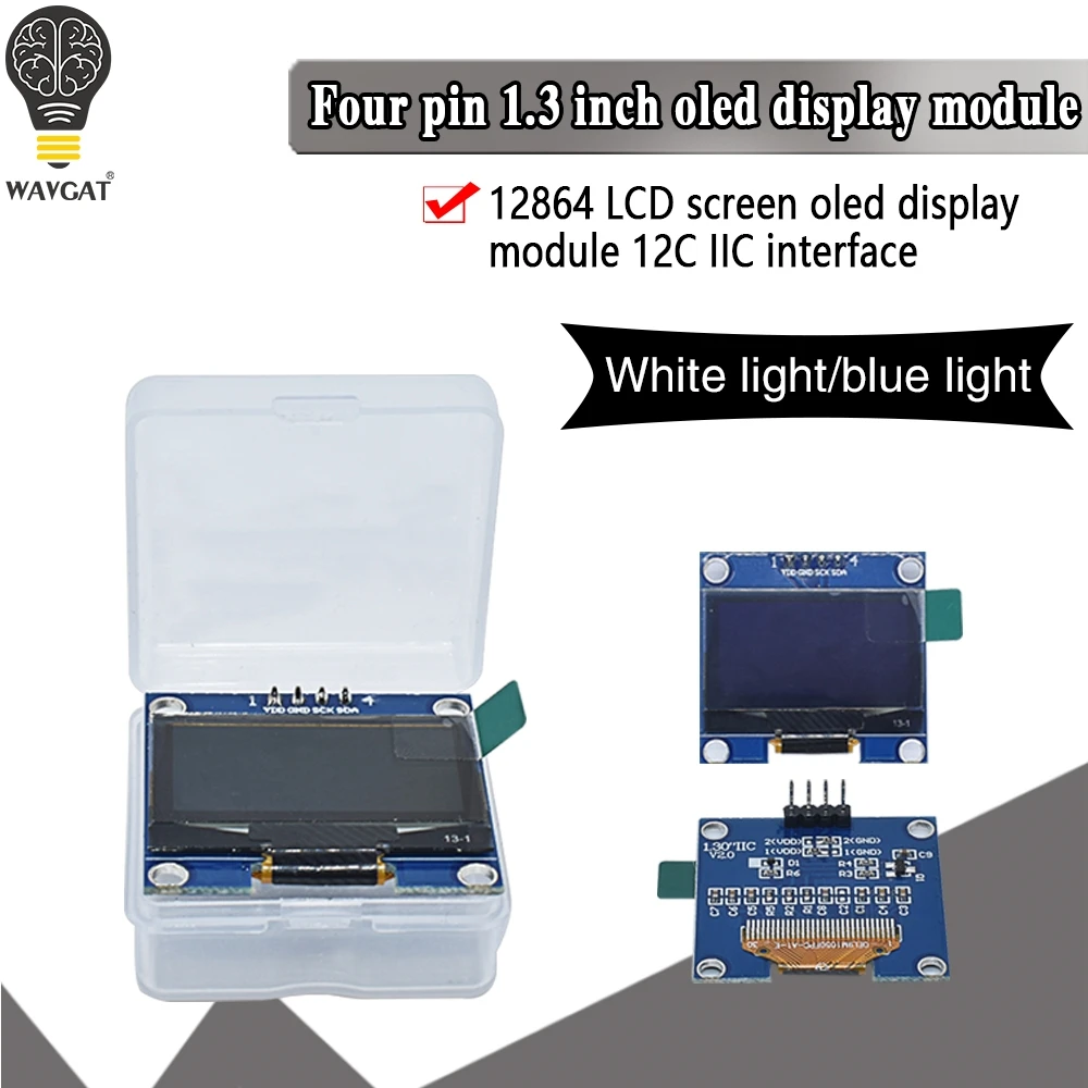 

1.3 inch oled IIC Serial White Blue OLED Display Module 128X64 I2C SH1106 12864 LCD Screen Board VDD GND SCK SDA for Arduino