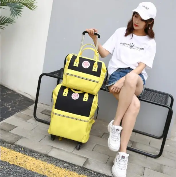 Women Rolling Backpack Bag 20 Inch Hand Luggage Bag Travel Luggage bag sets  Women Travel Trolley Bags wheels wheeled backpack