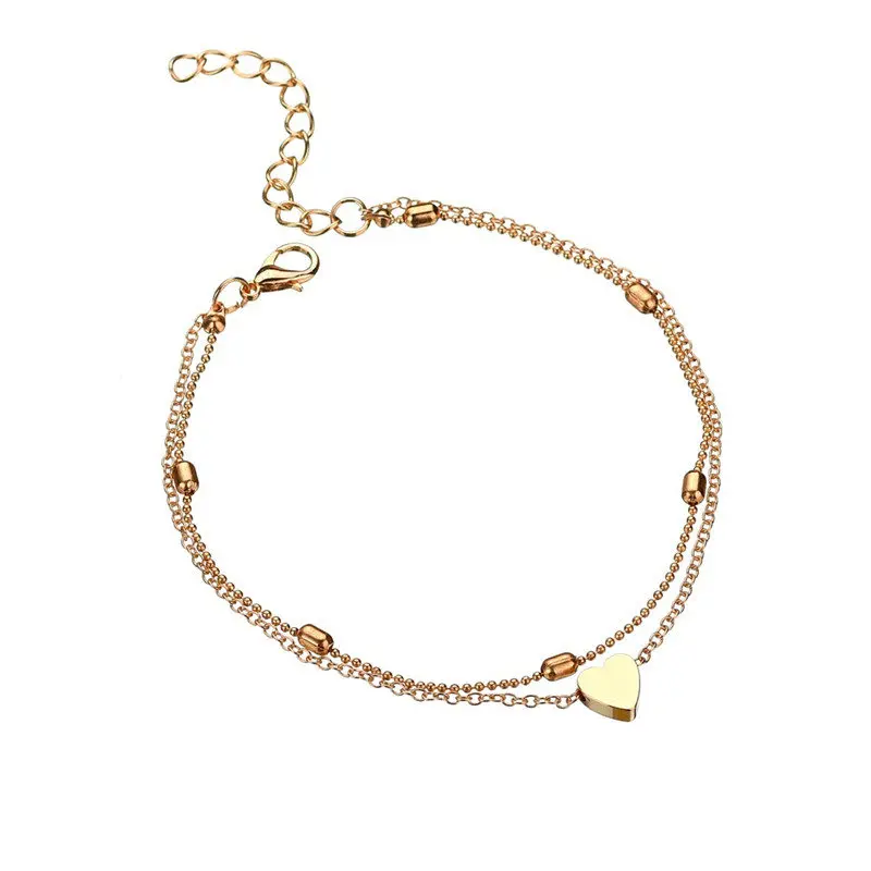 Bracelets de cheville pour femmes et adolescentes, 2 pièces, breloque en perles, bijoux de pieds délicats pour l\'été, pieds nus, plage