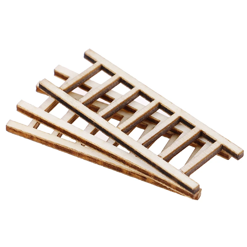 3 PCS/lot 1:12 doll Miniature Fairy Garden Decor doll Miniature Wood Step Ladder Furniture Tools