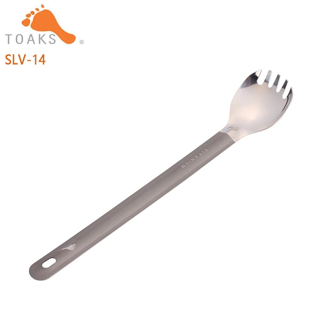 

TOAKS New Titanium Spoon Fork 220mm Camping Spoon Outdoor Tableware Long-handled Titanium Spoon