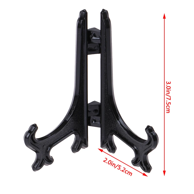 12 Pcs Black/Clear 3inch Plastic Easels Plate Holders Picture Frames Photo Book Pedestal Holder Portable Display Stand Stander