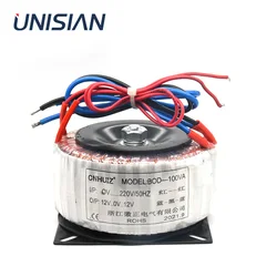 UNISIAN 100VA Toroidal Power Transformer 100W 220V Dual AC12V Ring Copper Transformer For Home Amplifier