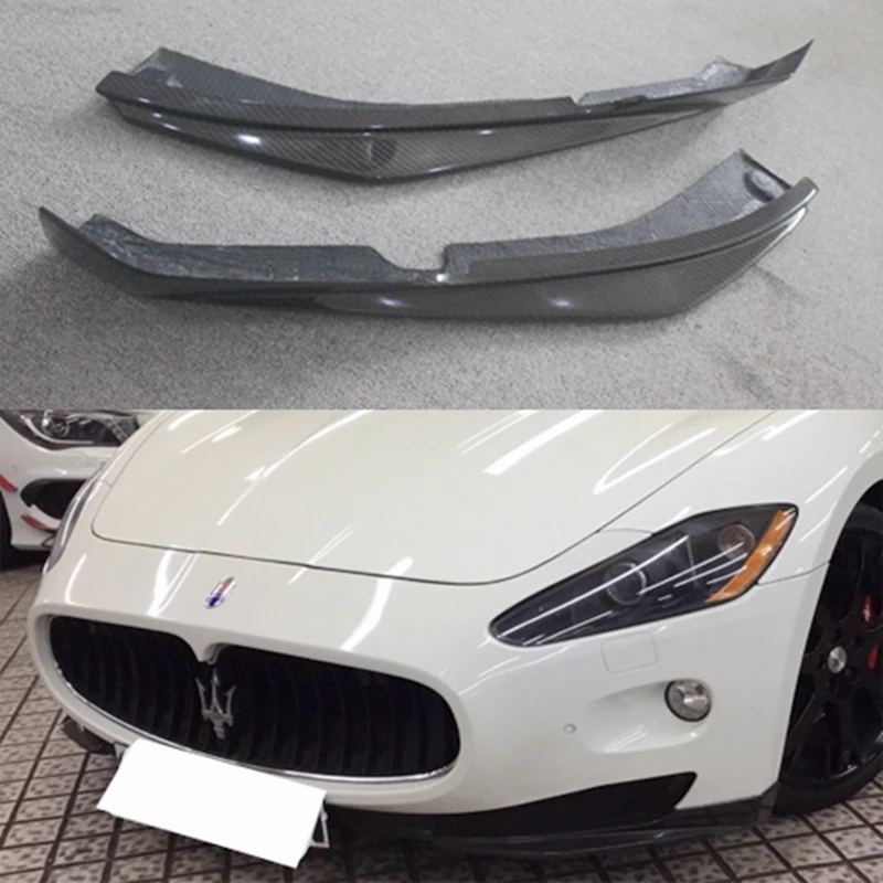 2pcs/set Carbon Fiber For Car Front Bumper Spoiler Lip Spoiler Side Aprons For Maserati Gran Turismo GT GTS 2007-2014