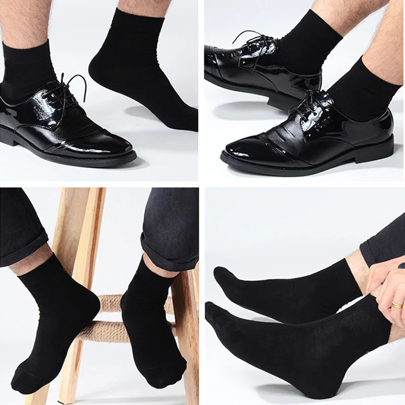 High Quality 10Pairs/Lot  Men\'s Cotton Socks New Style Black Business Men Socks Soft Breathable Male Socks Plus Size (6.5-14)