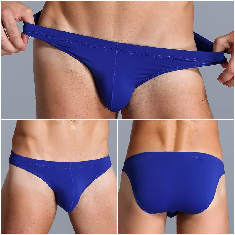 Homens respirável U-Convex Bolsa Cuecas, Sexy Bikini Briefs, jovens de cintura baixa cor sólida Underwear