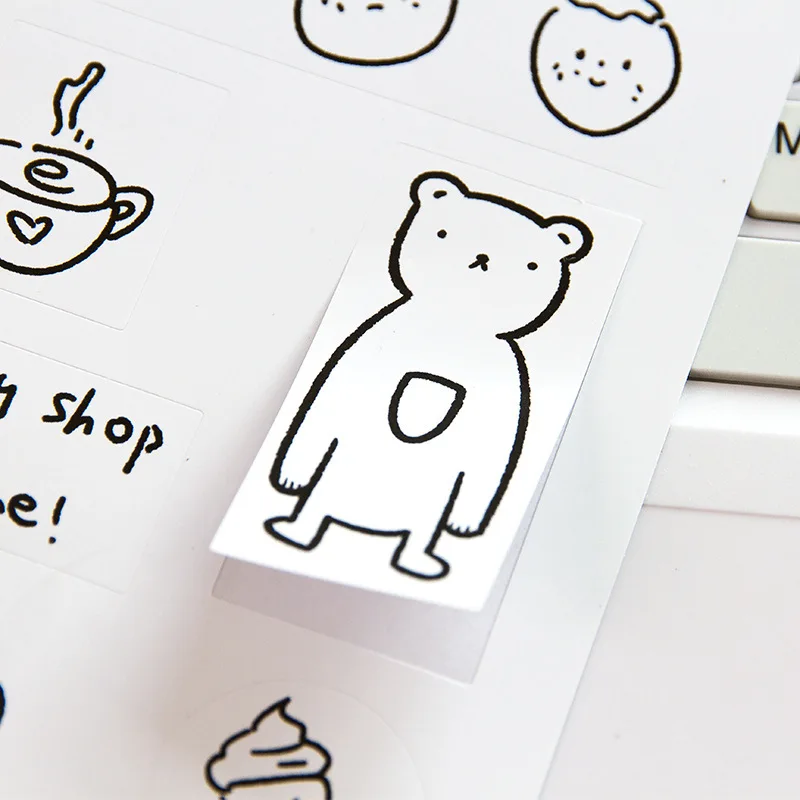 SIXONE 5 Sheets Cartoon Simple Brief Strokes Animal Decorative Sticker Korea Notebook Kawaii Stickers Scrapbooking Stationery