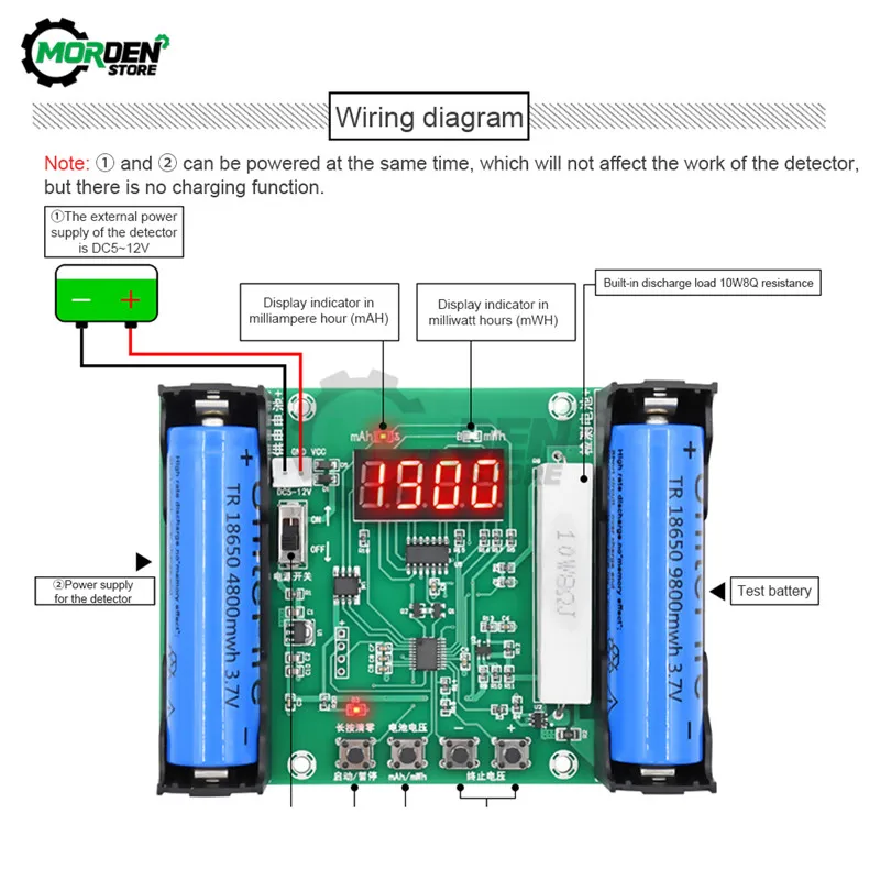 XH-M240 XH-M239 18650 Tester pojemności baterii litowej MaH MwH cyfrowy rozładowania obciążenie monitorowanie baterii Dropship